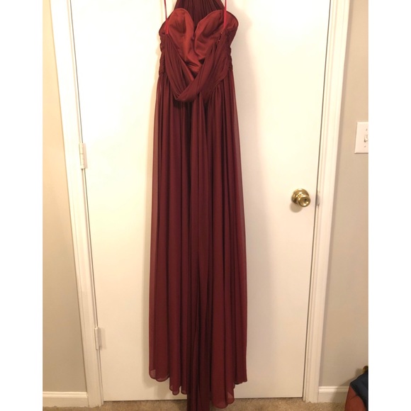 Wine Red Chiffon Bridesmaid Gown - Picture 3 of 4